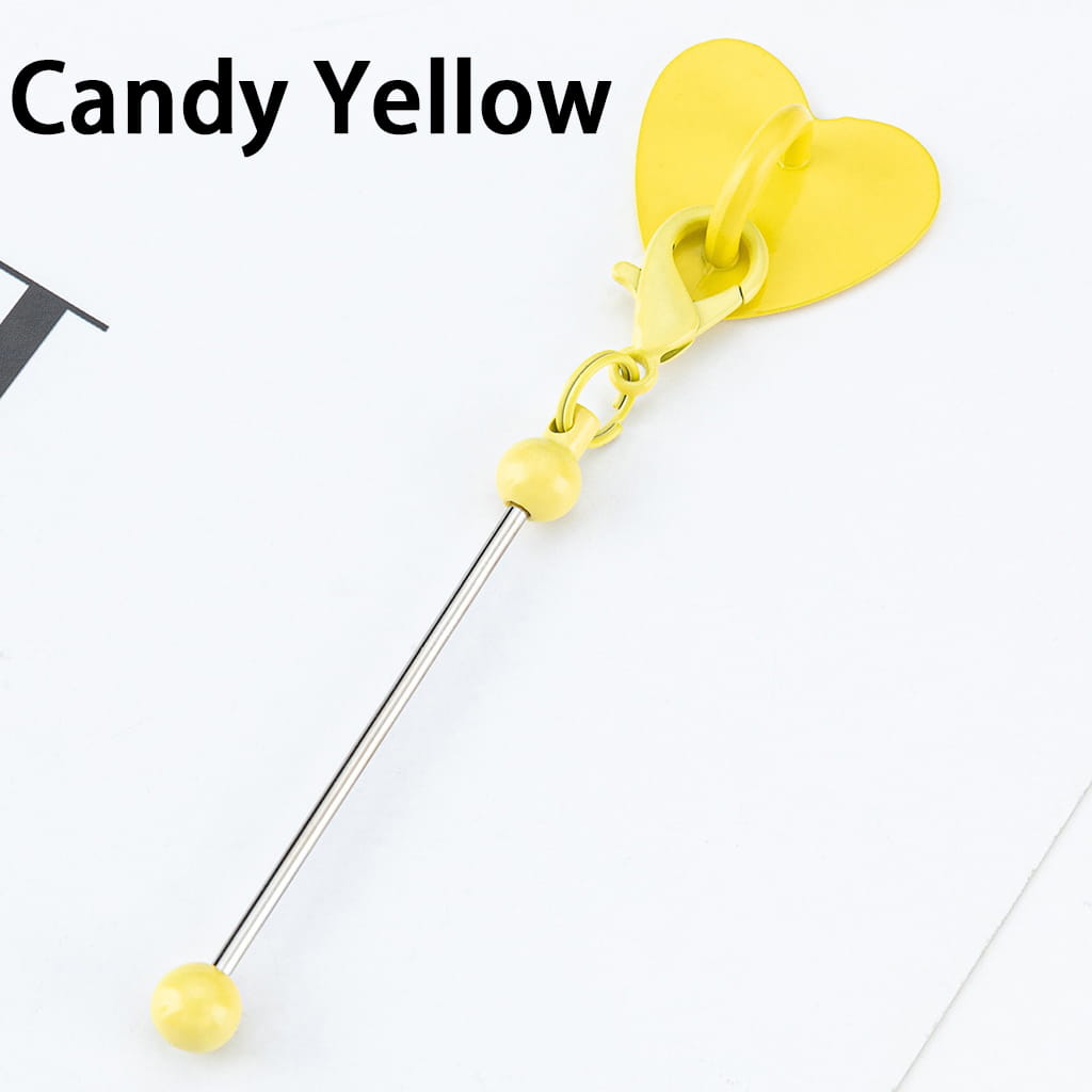 DIY Beadable Keychain Bar with Mini Lobster Clasp & Heart Accessories, 9.6*2.5CM, Multi-Color (Please Read the Description)