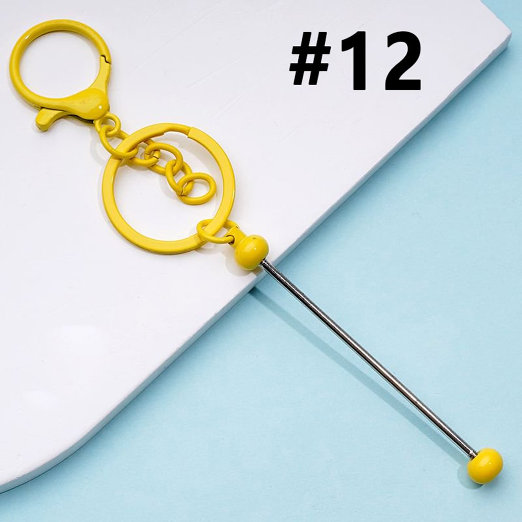 Metal Beadable Keychain with Bar and Lobster Clasp in Solid Colors