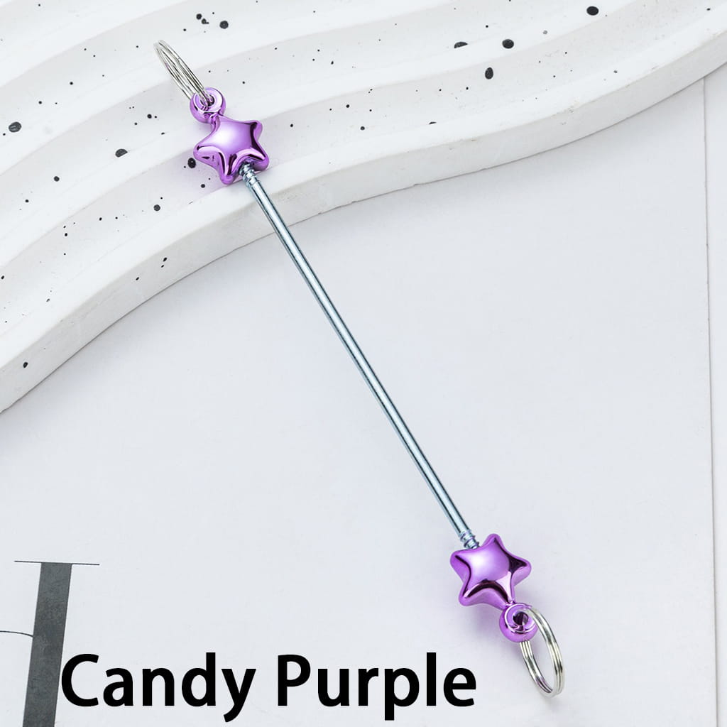 DIY Plastic Beadable Keychain Bars with Stars for Keychain Accessories in Metallic Colors, 10CM