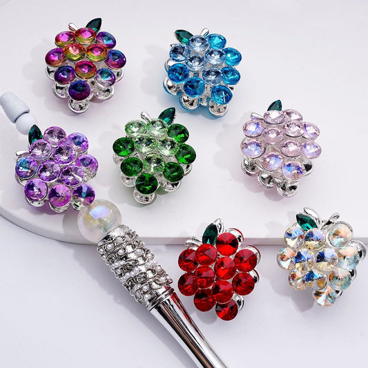 Bling Bling Fancy Silver Alloy Grapes Beads with Shiny Rhinestones, Around 35*30MM