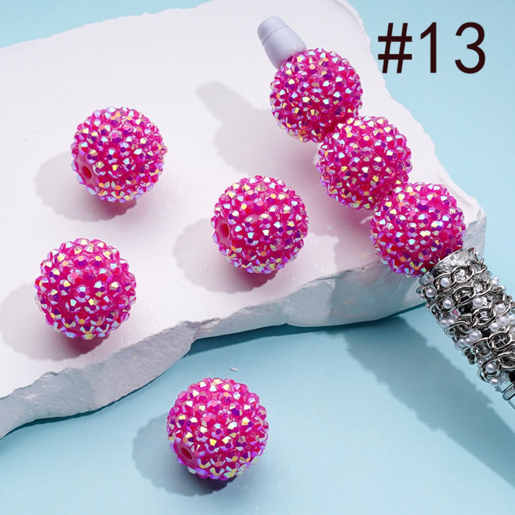 20MM Rhinestone Beads, Collection of Acrylic Rhinestone Beads, Part 1: Color No.1 -No.32