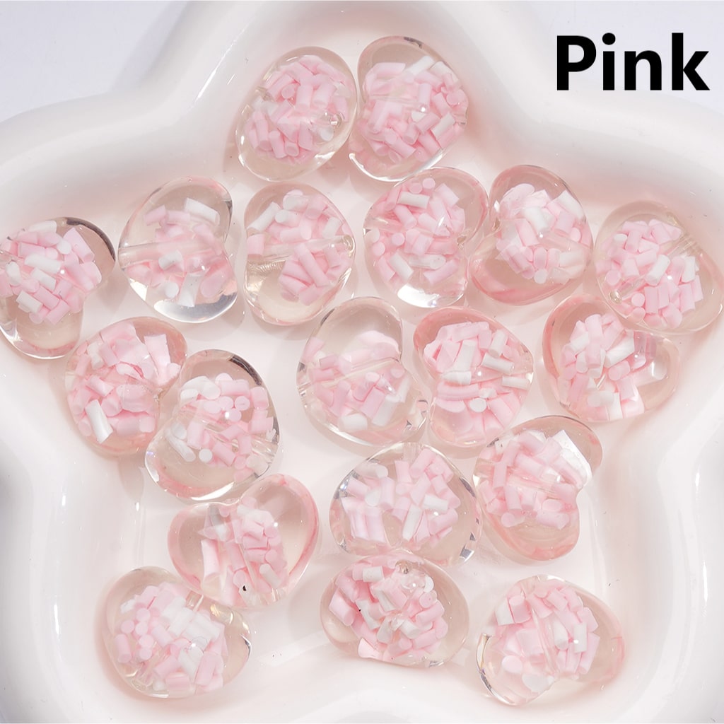 Heart Acrylic Beads Luminous Mini Colorful Candy Sticks Inside Clear 23*18MM (Single Color is available for 200pcs(Whole Bag))