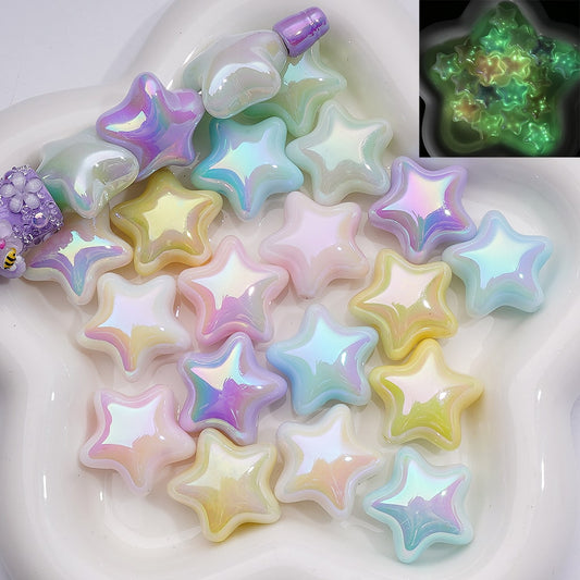 UV Coating Luminous Cute  Five-pointed Star  Acrylic Beads, 23MM (Single Color is available for 200pcs(Whole bag))