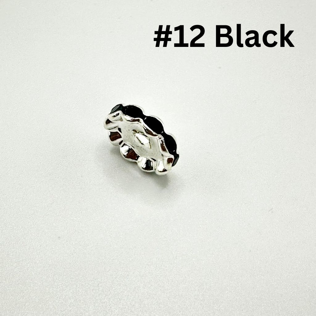 Metal Wave Shape Spacers with Rhinestones in Solid Colors, 15mm