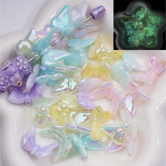 UV Coating Luminous Butterfly  Acrylic Bead， 21*25MM (Single Color is available for 200pcs(Whole bag))