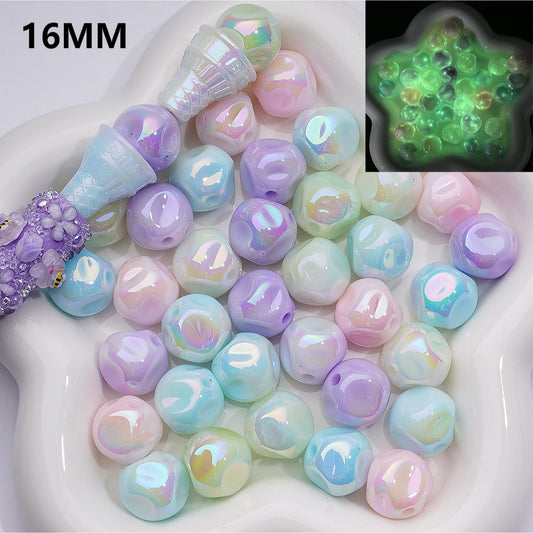 UV Coating Luminous Mini Aerolite Shape Acrylic Beads, 16MM (Single Color is available for 200pcs(Whole bag))