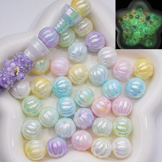UV Coating Luminous Cute Pumpkin Acrylic Bead， 16MM (Single Color is available for 200pcs(Whole bag))