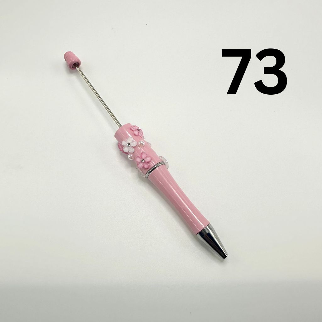 Beaded Pens in Solid Colors with Acrylic Flower and Clear Rhinestone