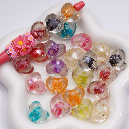 Multi-Color Shells Gold Foil Paper Inside Clear Heart Acrylic Beads, 20MM (Single Color is available for 200pcs(Whole bag))