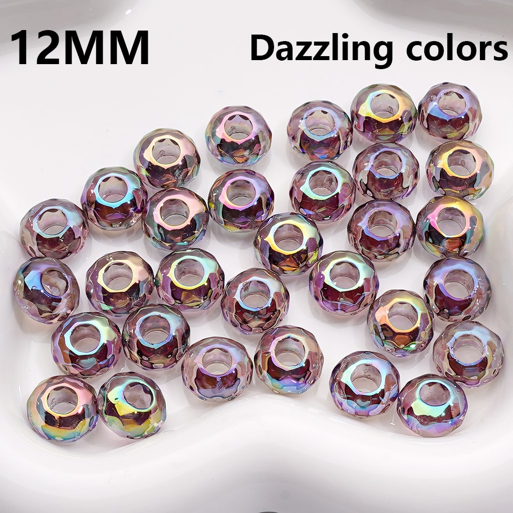 Wheel Acrylic Beads UV Coating Large Hole Multi-Color Translucent 12MM