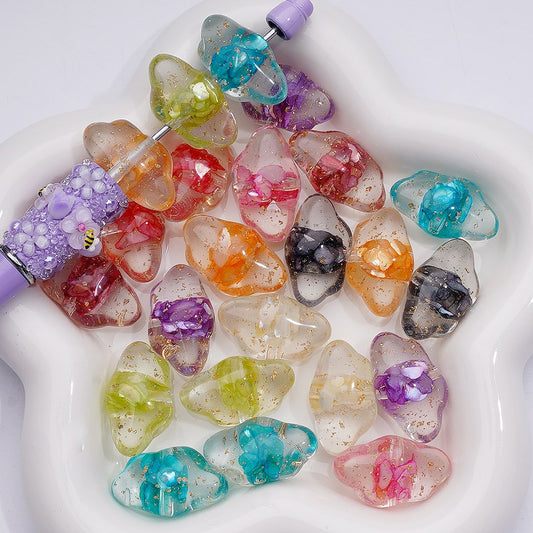 Multi-Color Shells Gold Foil Paper Inside Clear Cloud Acrylic Beads, 13*22MM (Single Color is available for 200pcs(Whole bag))