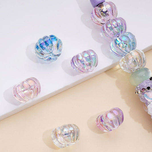 UVコーティング半透明パンプキンアクリルビーズ、ランダムミックス、15MM