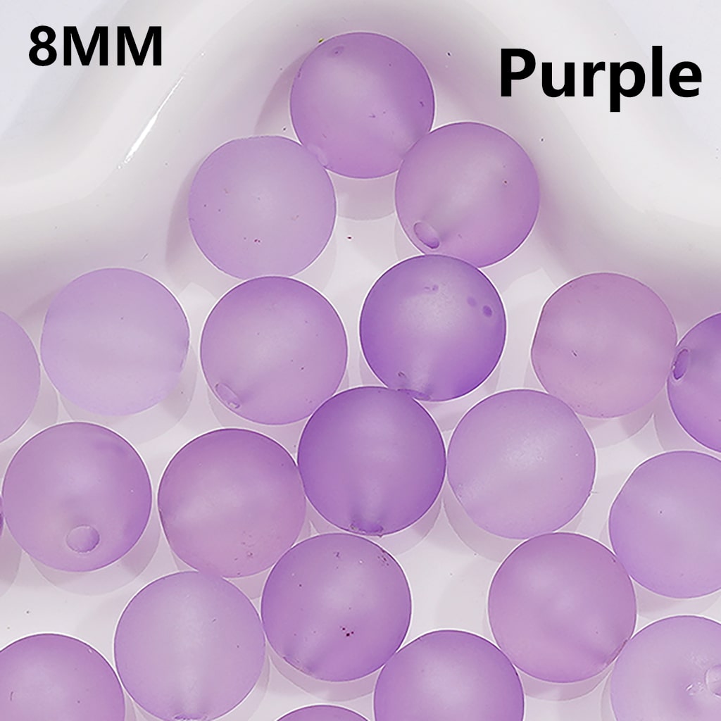 Frosted Matte Translucent Multi-Color Round Acrylic Beads, 8MM