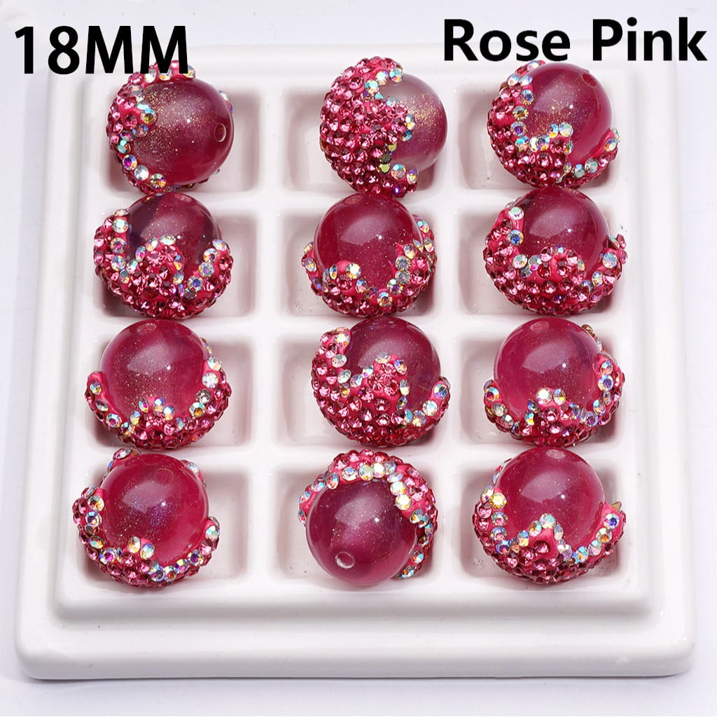 Clay Acrylic Beads Luminous Glitter Sugar Core Inside Shiny AB Rhinestones Cute Flower, Around 18MM, Multi-Color