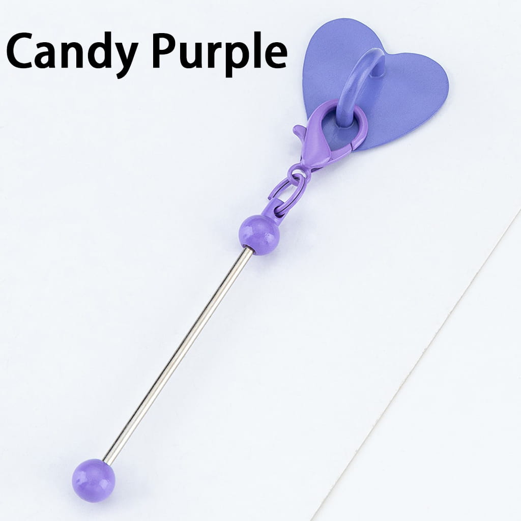 DIY Beadable Keychain Bar with Mini Lobster Clasp & Heart Accessories, 9.6*2.5CM, Multi-Color (Please Read the Description)
