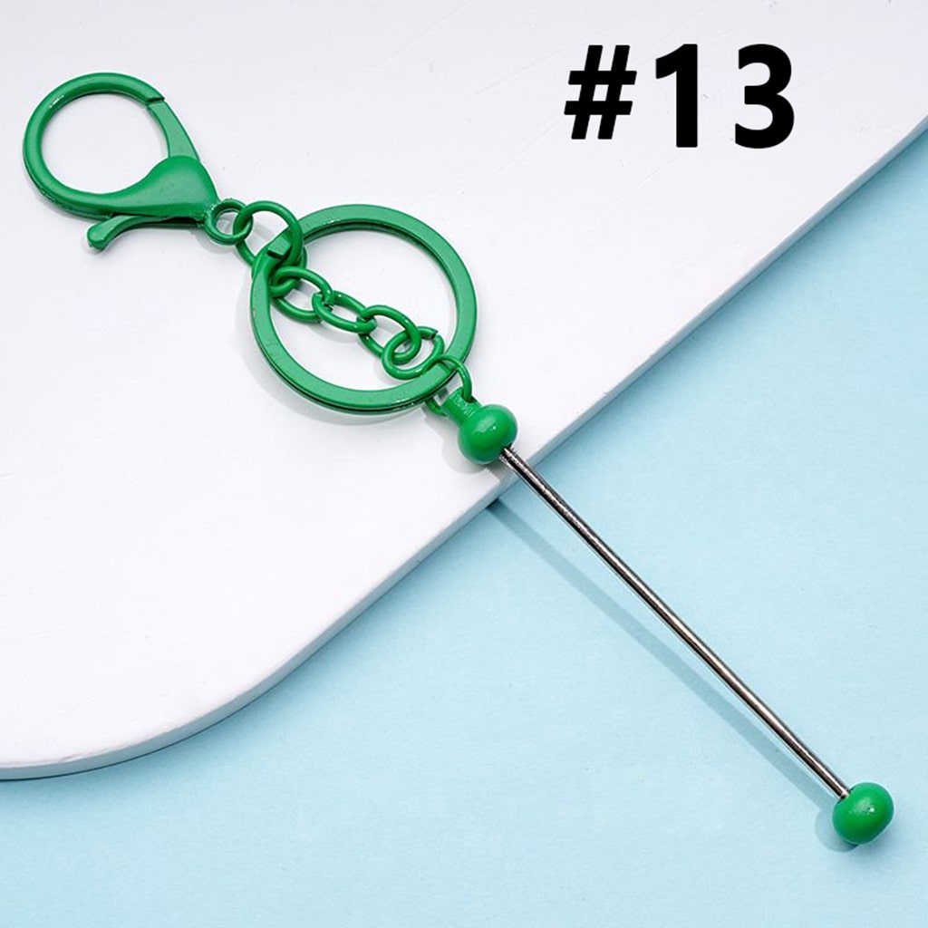 Metal Beadable Keychain with Bar and Lobster Clasp in Solid Colors