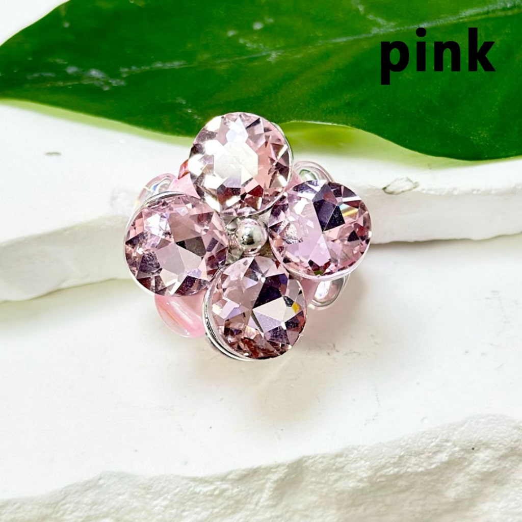 Exquisite Silver Alloy Flower with Colorful Shiny Rhinestones Oval Pearls Clay Beads, 24MM