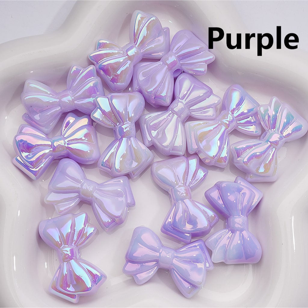 UV Coating Luminous Bowknots Acrylic Bead， 32*22MM (Single Color is available for 200pcs(Whole bag))