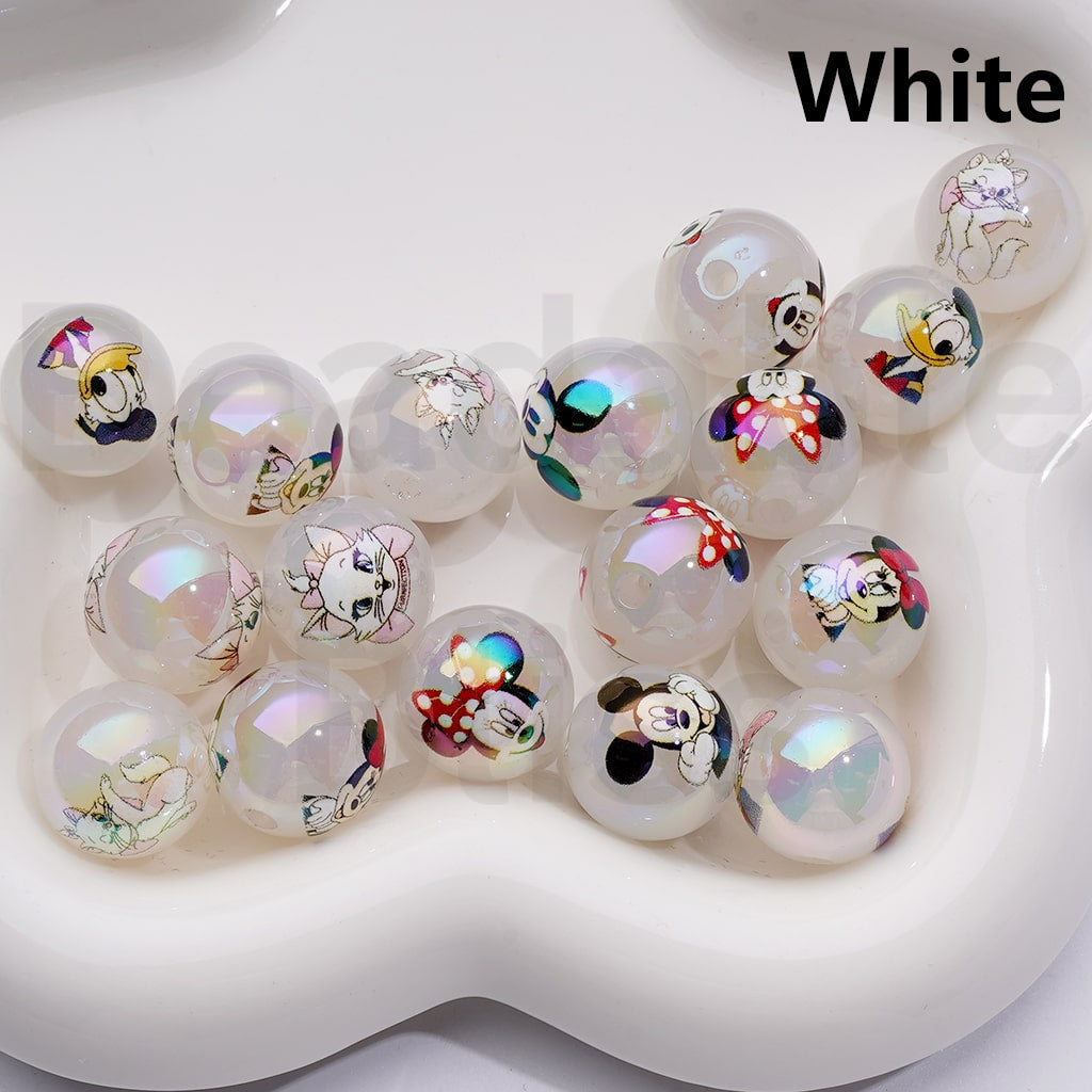 UV Coating Cute Disne Cartoon Micke Minni Mouse Donal Dais Duck Mari Cat Round Acrylic Beads in Jelly Color, 16MM (Single Color is available for 200pcs(Whole bag))