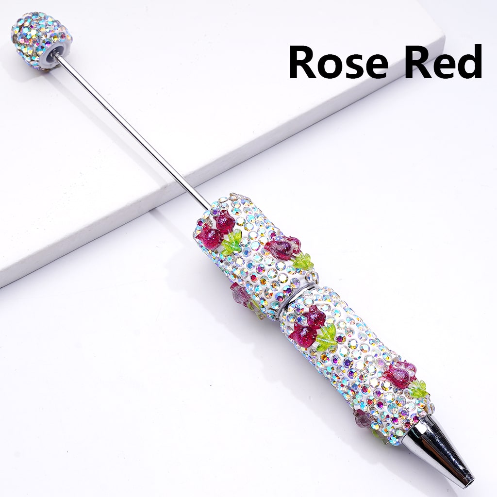 Cute Shiny Tulip Flowers with  AB Rhinestones Beadable Clay Pen