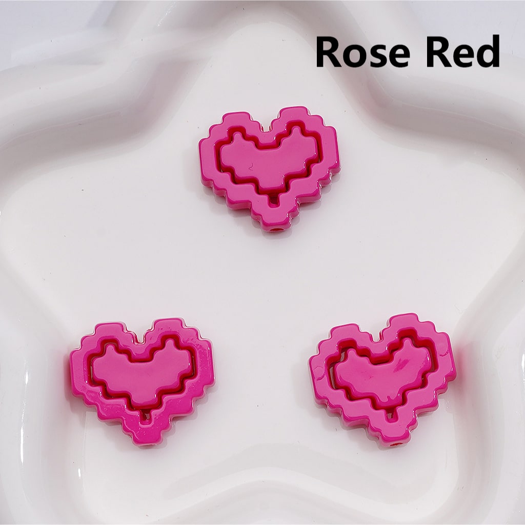 Cute Hearts & Hearts Frame Puzzle Set Acrylic Beads, 30*26MM (1pcs heart+1pcs heart frame is 1set, 20pcs is 10Sets, Single Color is available for 200sets(Whole bag))