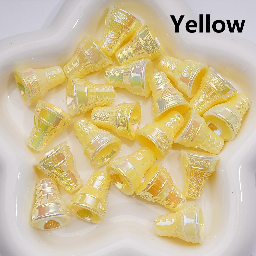 UV Coating Luminous  Ice Cream Cone Acrylic Bead， 21*18MM (Single Color is available for 200pcs(Whole bag))
