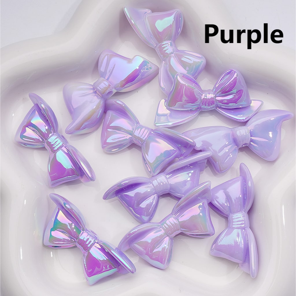 Large UV Coating Luminous Bowknots Acrylic Bead， 46*21MM (Single Color is available for 200pcs(Whole bag))