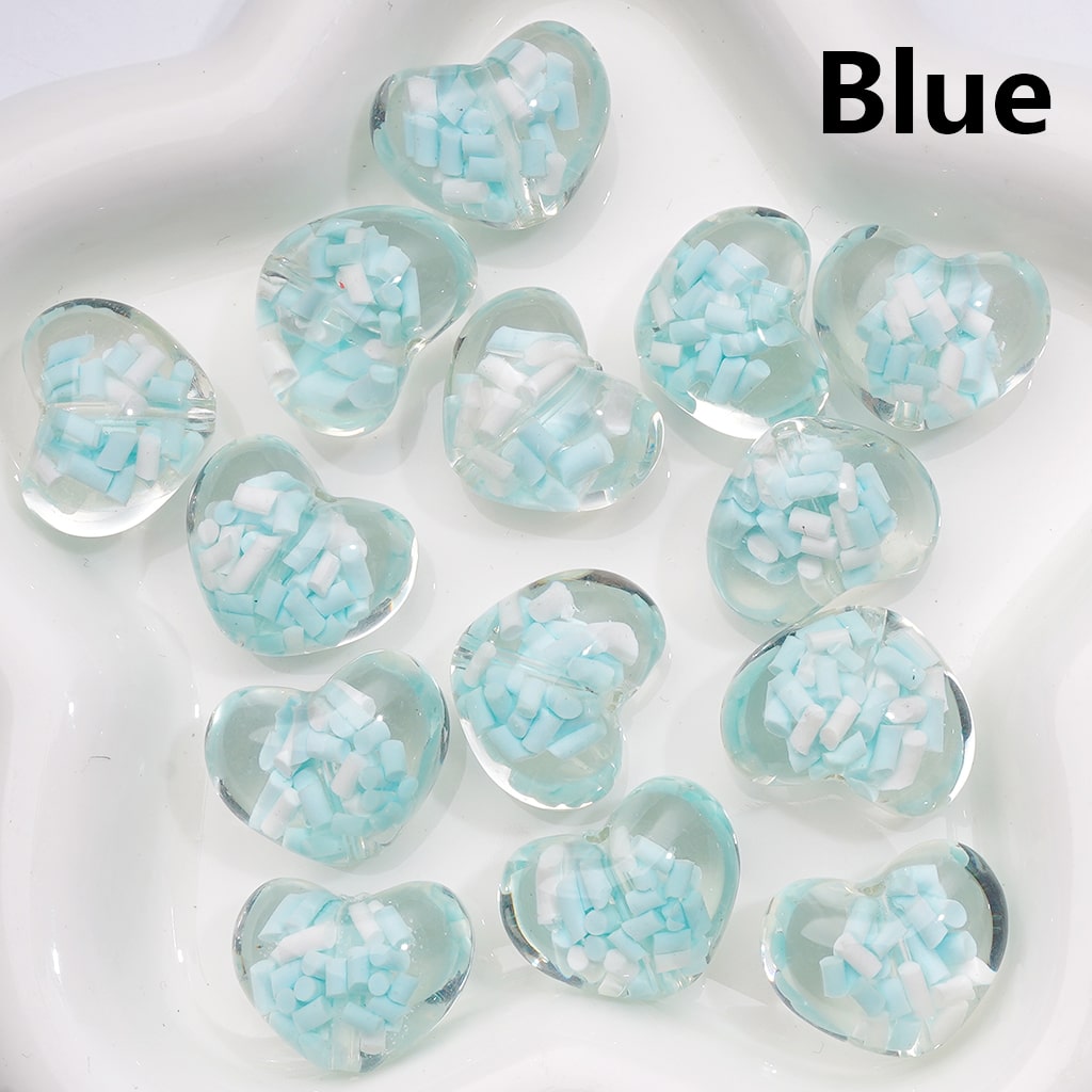 Heart Acrylic Beads Luminous Mini Colorful Candy Sticks Inside Clear 23*18MM (Single Color is available for 200pcs(Whole Bag))