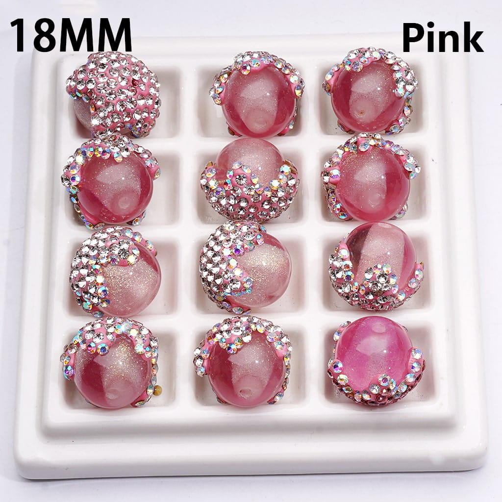 Clay Acrylic Beads Luminous Glitter Sugar Core Inside Shiny AB Rhinestones Cute Flower, Around 18MM, Multi-Color