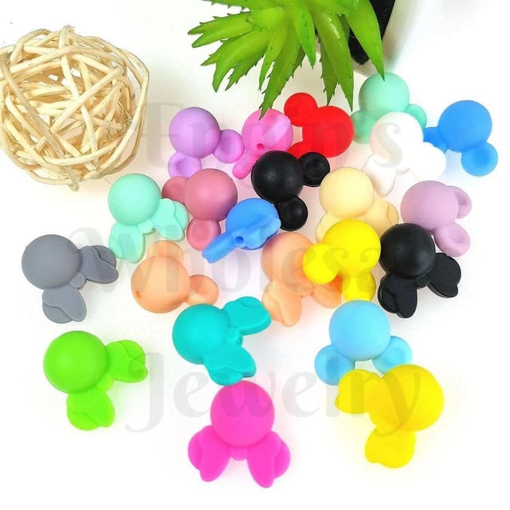 Cartoon Mouse Head Silicone Focal Beads