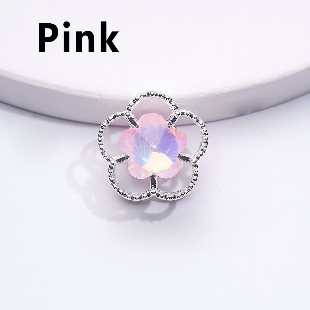Exquisite Fancy Silver Alloy Five-Petaled Flowers Beads with Multi-Color Shiny Rhinestones, Around 17MM