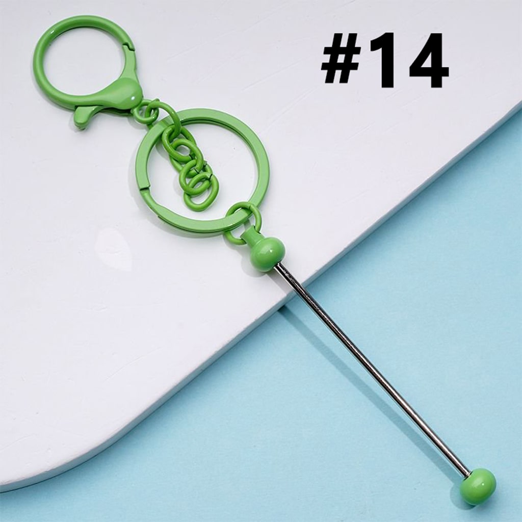 Metal Beadable Keychain with Bar and Lobster Clasp in Solid Colors