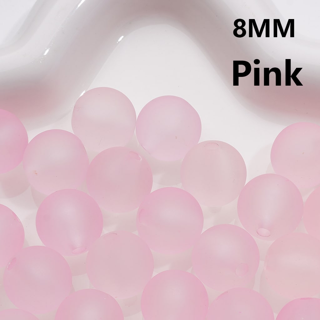 Frosted Matte Translucent Multi-Color Round Acrylic Beads, 8MM