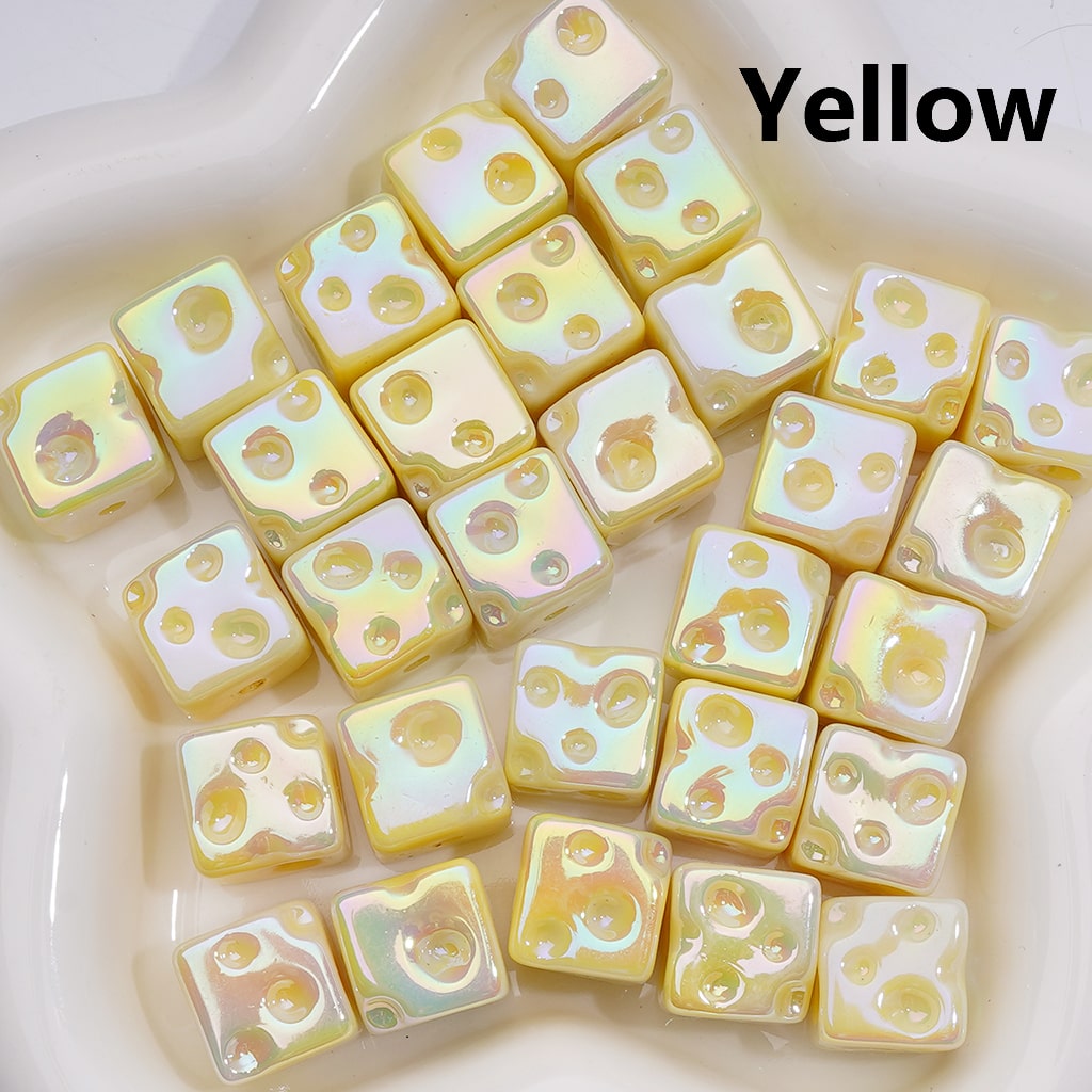 UV Coating Luminous Cute Chesse Acrylic Beads，15MM (Single Color is available for 200pcs(Whole bag))