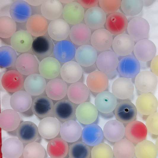 Frosted Mini Round Beads Inisde Silicone Beads,15MM, Random Mix