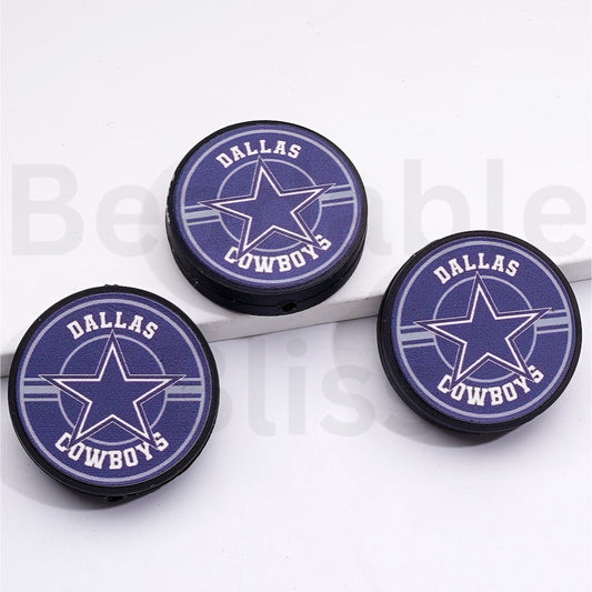 USA America Football Teams NF Dalla Cowbo Round Silicone Focal Beads