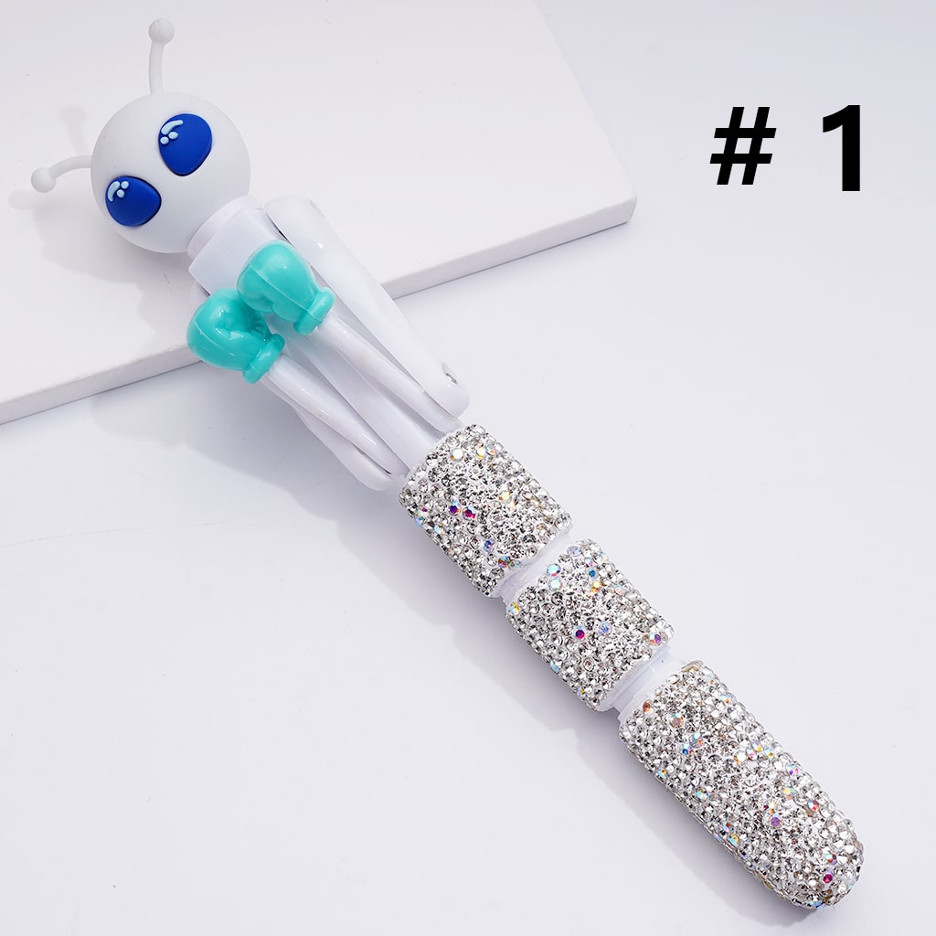 Large Cute Cartoon Kurom Unicor Ghost Face Pumpkin Elk Bear Alien Cat Astronaut with Movable Boxing Arms Shiny Rhinestones Beadable Clay Pens