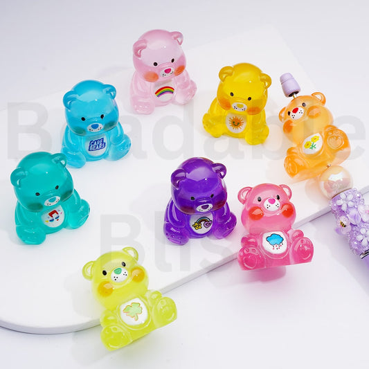 Cute Translucent Color Car Bea Acrylic Beads Pen Toppers Pendants Jewelry Accessories, 36*32MM