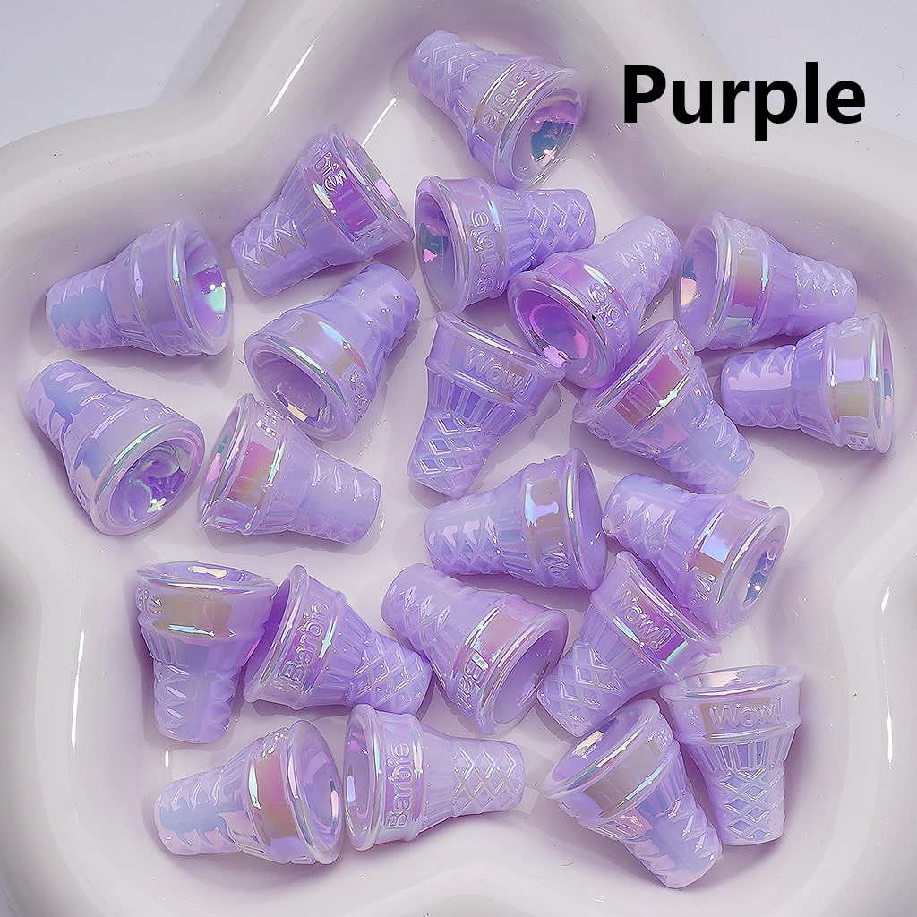 UV Coating Luminous  Ice Cream Cone Acrylic Bead， 21*18MM (Single Color is available for 200pcs(Whole bag))