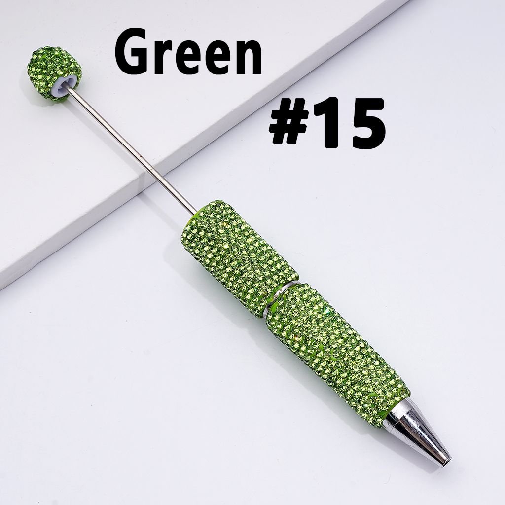 Beadable Clay Pens with Shiny Rhinestones Covered the Entire Pen