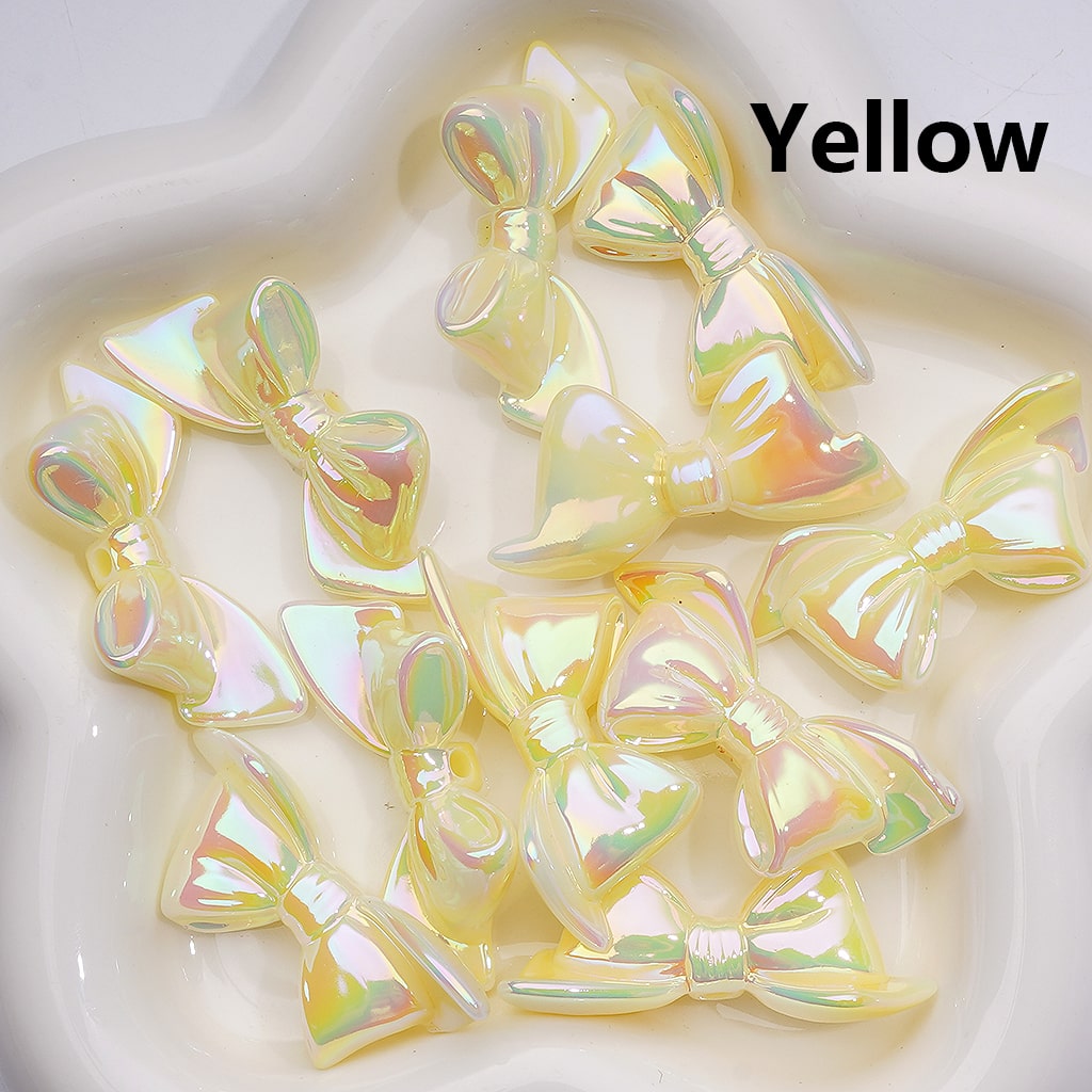 Large UV Coating Luminous Bowknots Acrylic Bead， 46*21MM (Single Color is available for 200pcs(Whole bag))