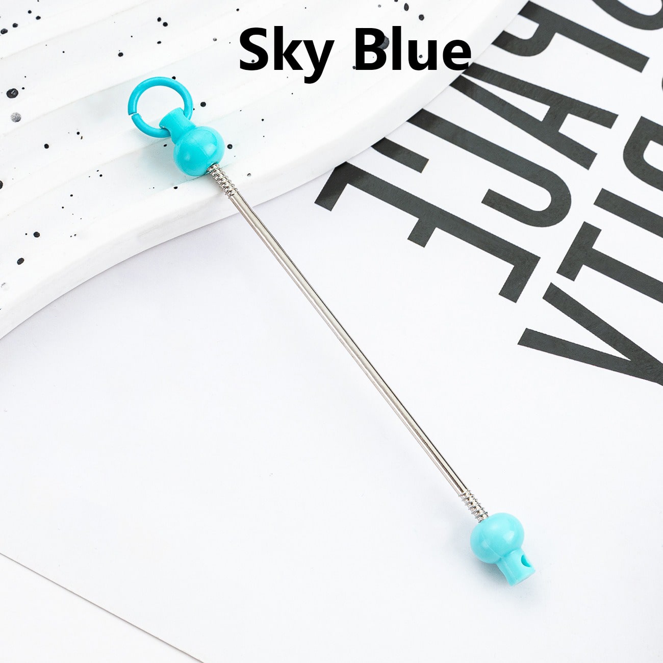 キーホルダーやアクセサリー用のDIYプラスチックビーズバー（単色）、90MM（スティックの素材は金属）