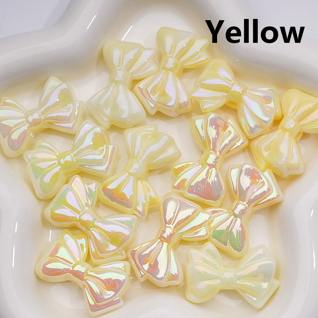 UV Coating Luminous Bowknots Acrylic Bead， 32*22MM (Single Color is available for 200pcs(Whole bag))