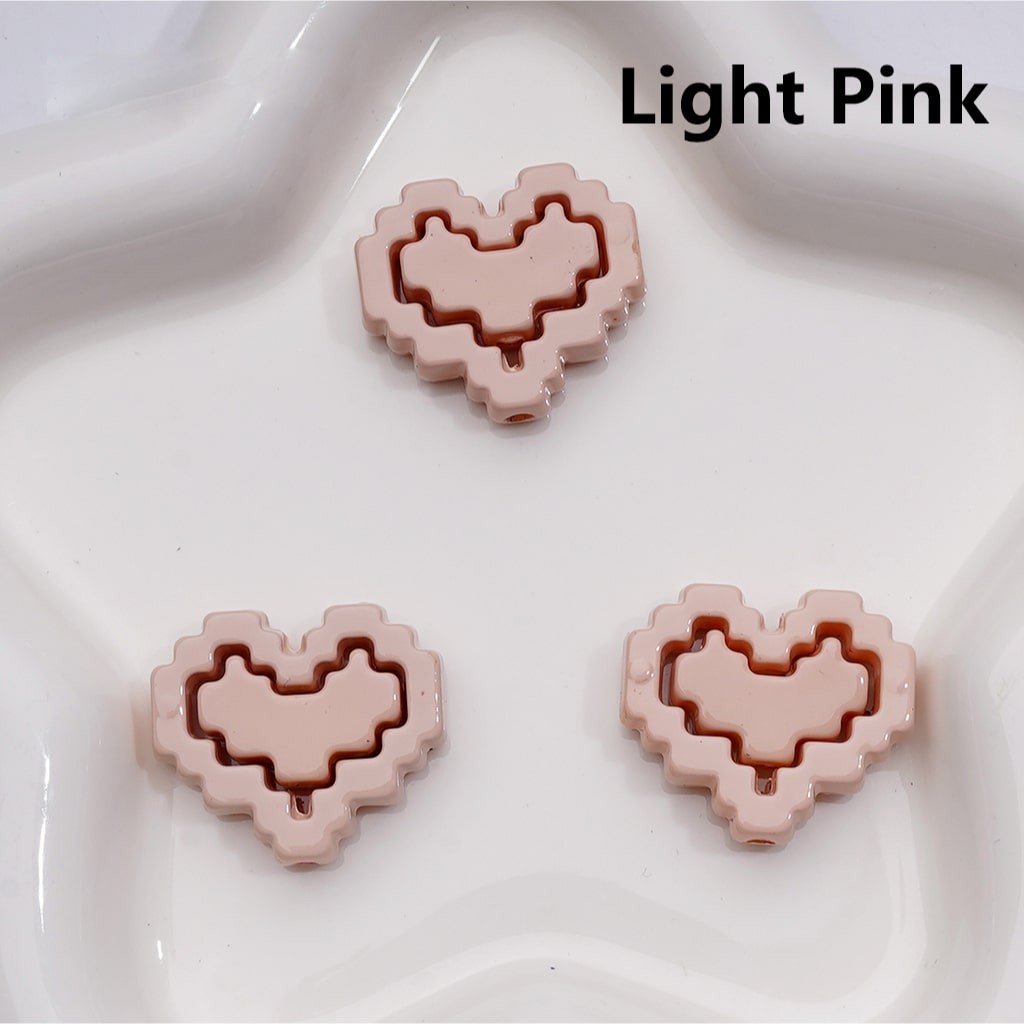 Cute Hearts & Hearts Frame Puzzle Set Acrylic Beads, 30*26MM (1pcs heart+1pcs heart frame is 1set, 20pcs is 10Sets, Single Color is available for 200sets(Whole bag))