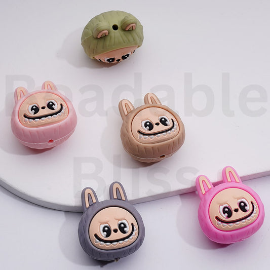 3D Cute Vivid Labub Monster Head Pop Mar Silicone Focal Beads