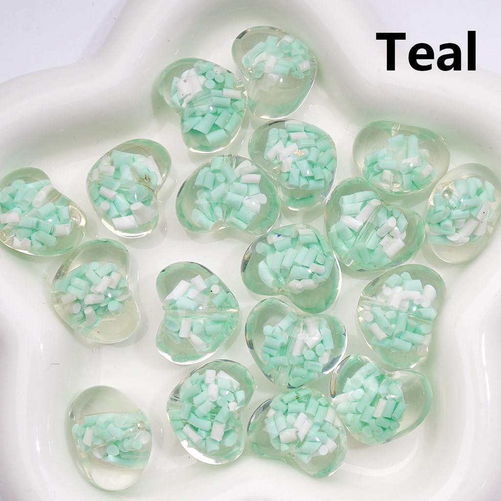 Heart Acrylic Beads Luminous Mini Colorful Candy Sticks Inside Clear 23*18MM (Single Color is available for 200pcs(Whole Bag))