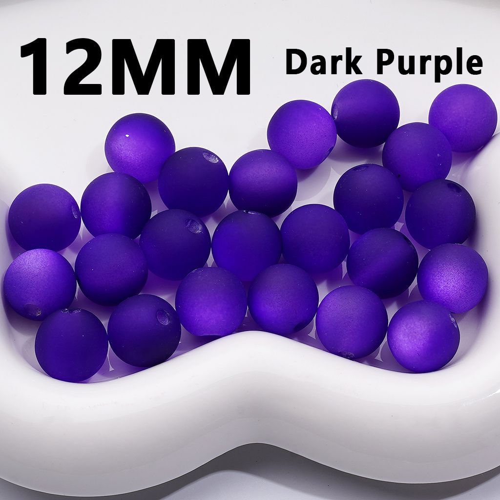 Multi-Color Cat Eye Style Frosted Matte Round Acrylic Beads, 12MM
