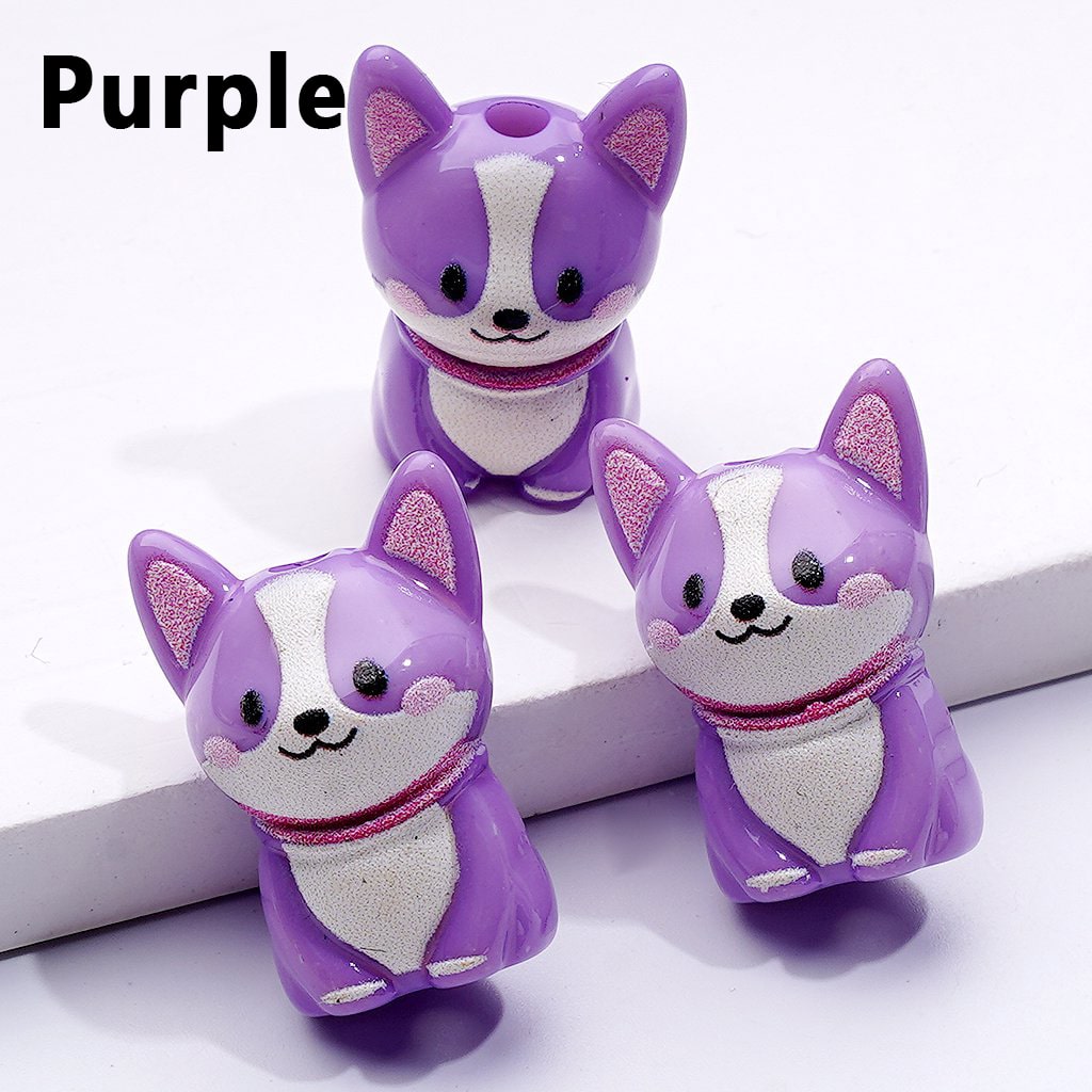 Little Cute Puppy Dog Acrylic Beads in Solid Color, Around 23*12MM