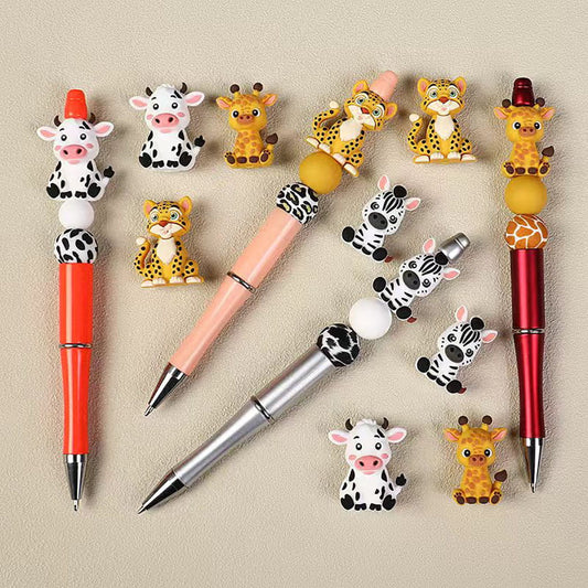 3D Cheetah Deer Zerbra Cow Animals Series Silicone Focal Beads