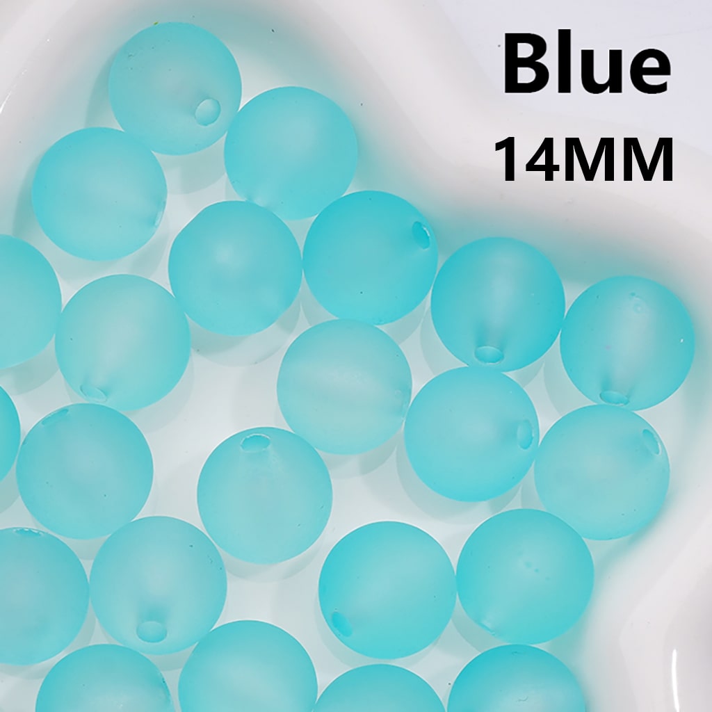 Frosted Matte Translucent Multi-Color Round Acrylic Beads, 14MM (Single Color is available for 300pcs(Whole bag))